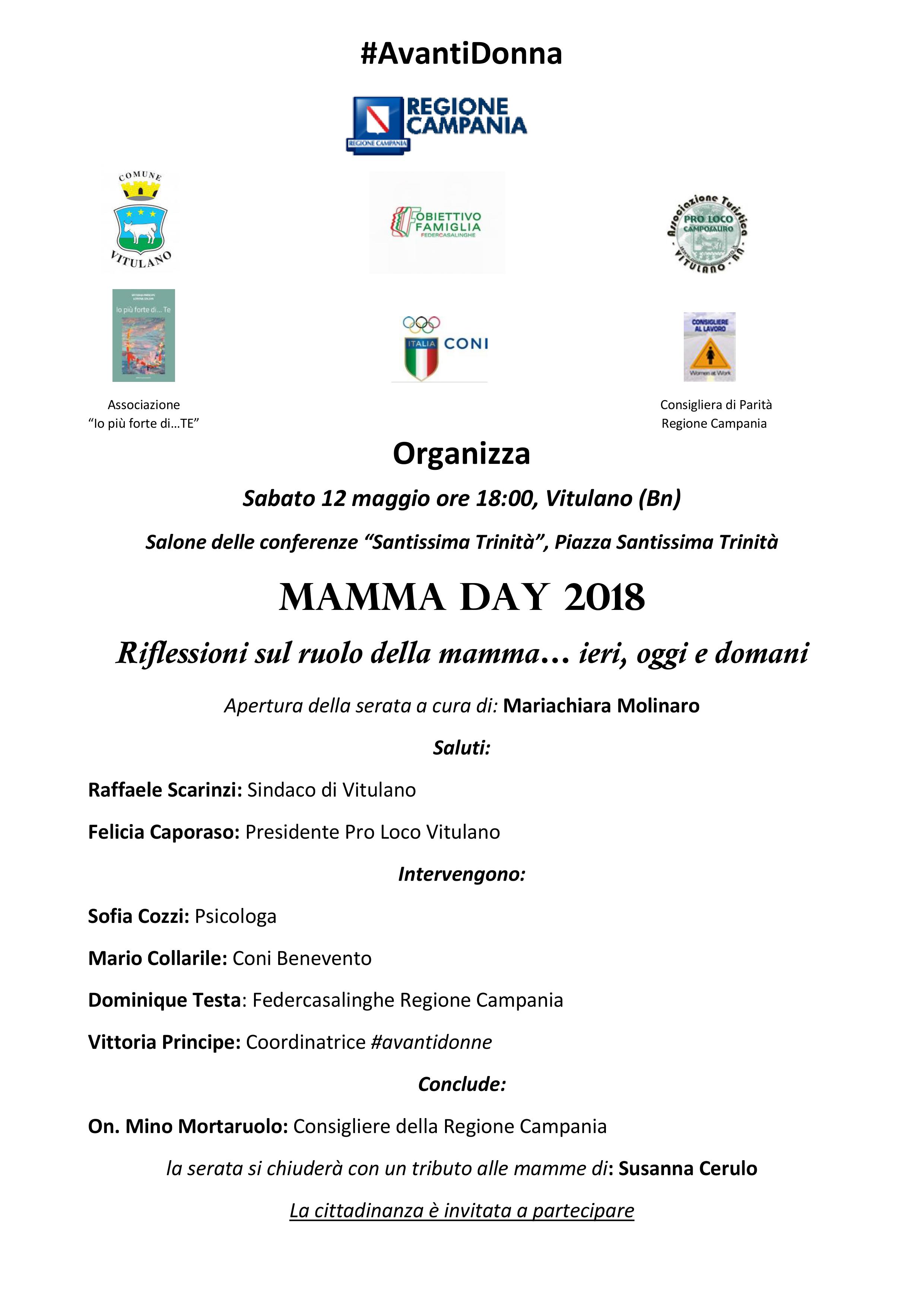 #AvantiDonne, a Vitulano il Mamma Day 2018