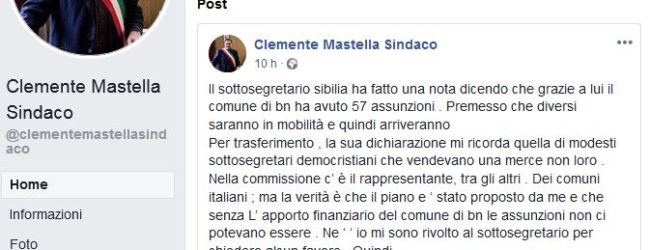 Benevento| Assunzioni Comune, Mastella sui social bacchetta il Sottosegretario Sibilia