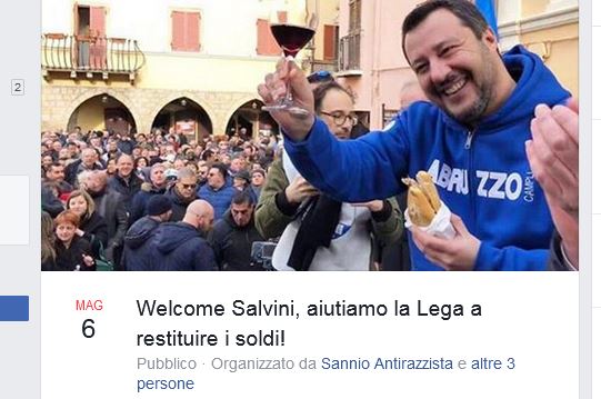 Salvini a Benevento?Sannio Antirazzista organizza questua itinerante