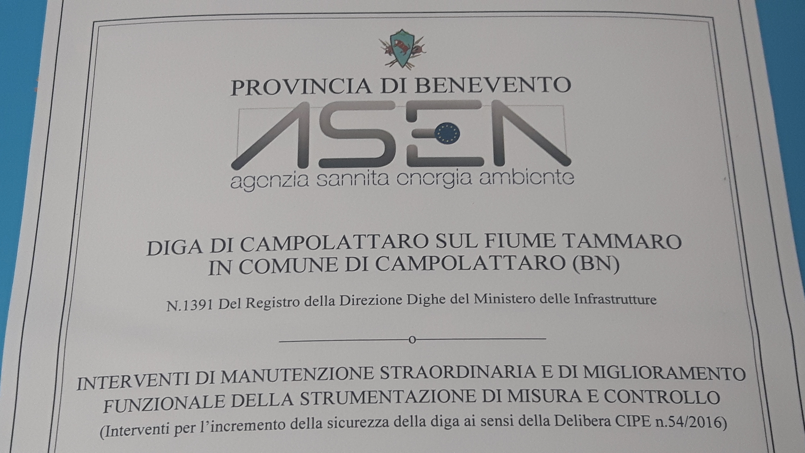 Benevento| Il CdA dell’Asea ha approvato i progetti per gli interventi di miglioramento funzionale e strumentale sulla diga di Campolattaro