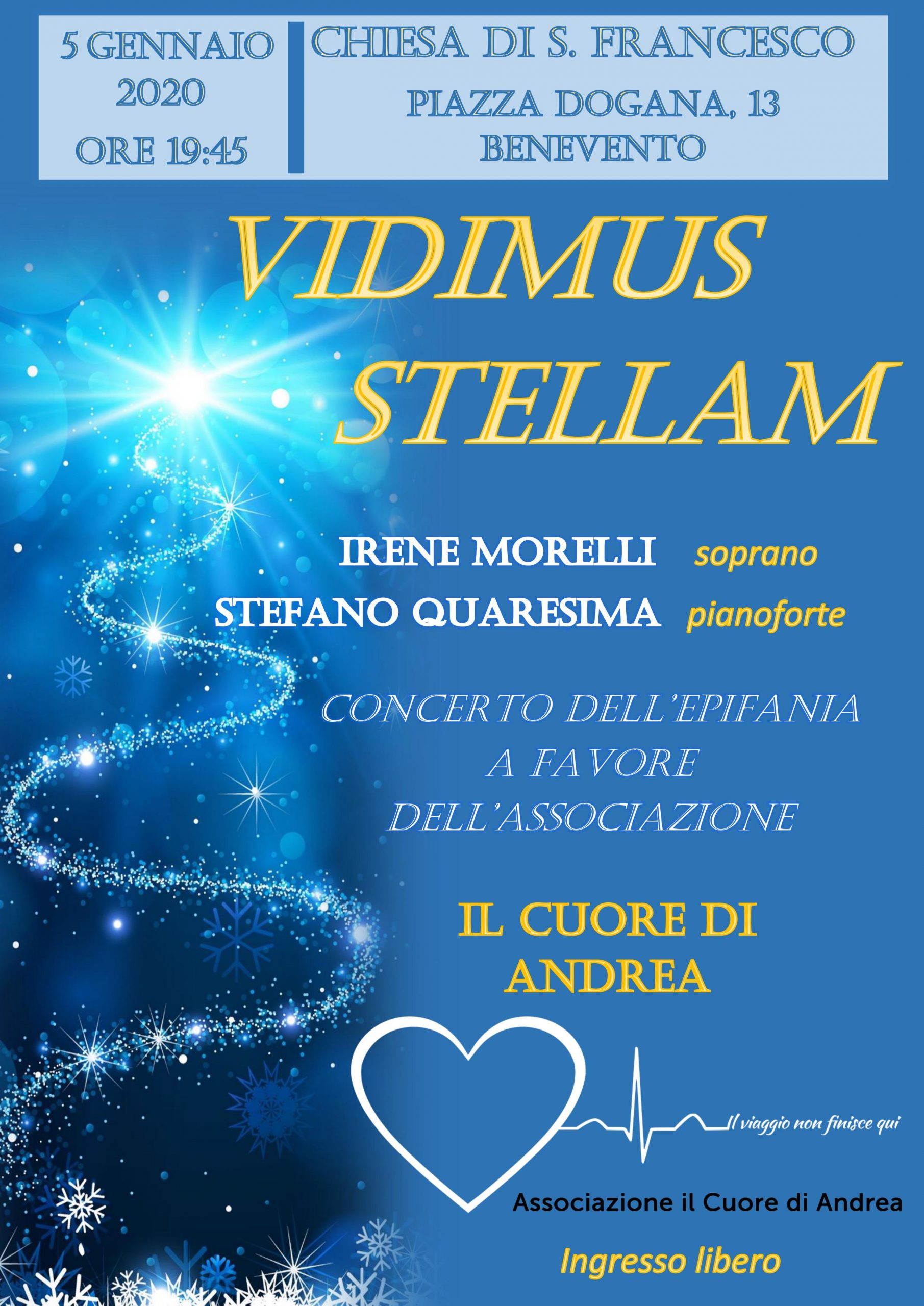 Benevento| Associazione il Cuore di Andrea: alla Chiesa di San Francesco il concerto dell’Epifania