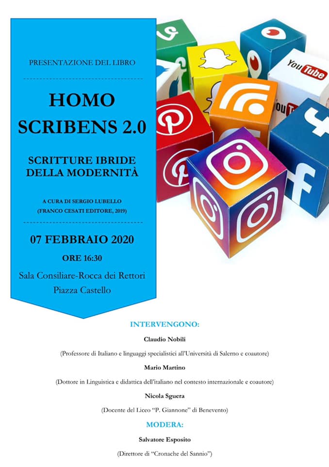 Benevento| Si presenta il volume “Homo scribens 2.0. Scritture ibride della modernità”