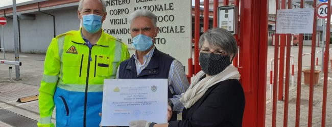 Benevento| Bella donazione in favore della Misericordia da parte dell’Associazione Nazionale Vigili del Fuoco