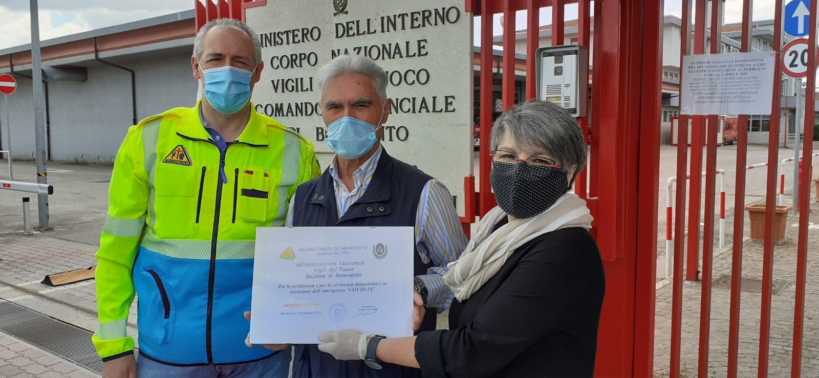 Benevento| Bella donazione in favore della Misericordia da parte dell’Associazione Nazionale Vigili del Fuoco