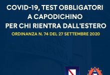 Covid-19, test obbligatori a Capodichino per chi rientra dall’estero