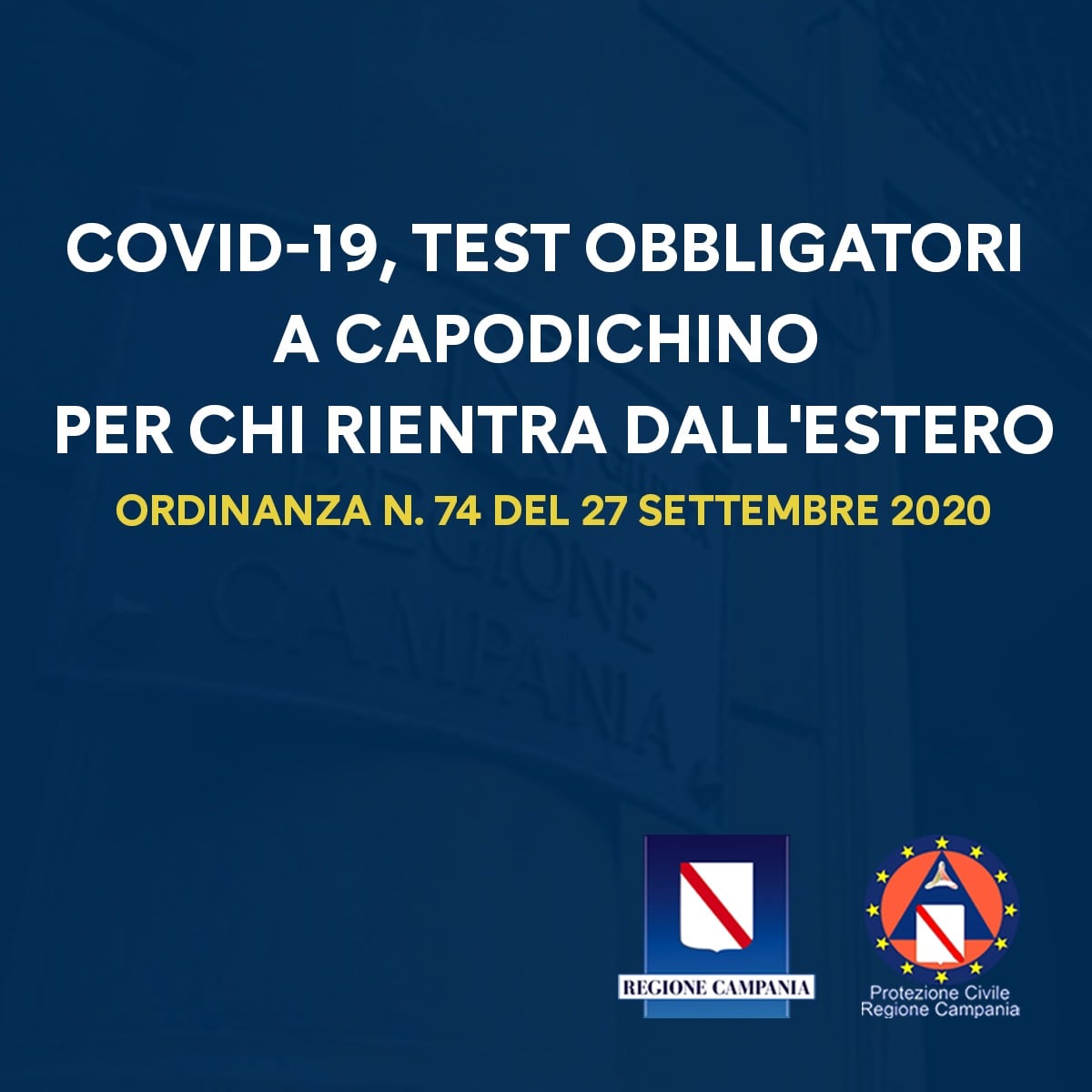 Covid-19, test obbligatori a Capodichino per chi rientra dall’estero