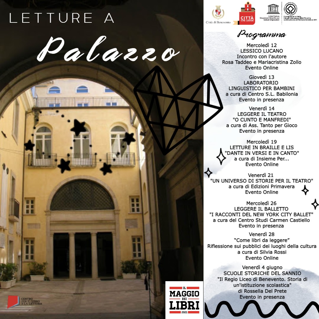 Letture a Palazzo, dal 12 maggio otto appuntamenti dedicati alla lettura per “Benevento Città che legge”