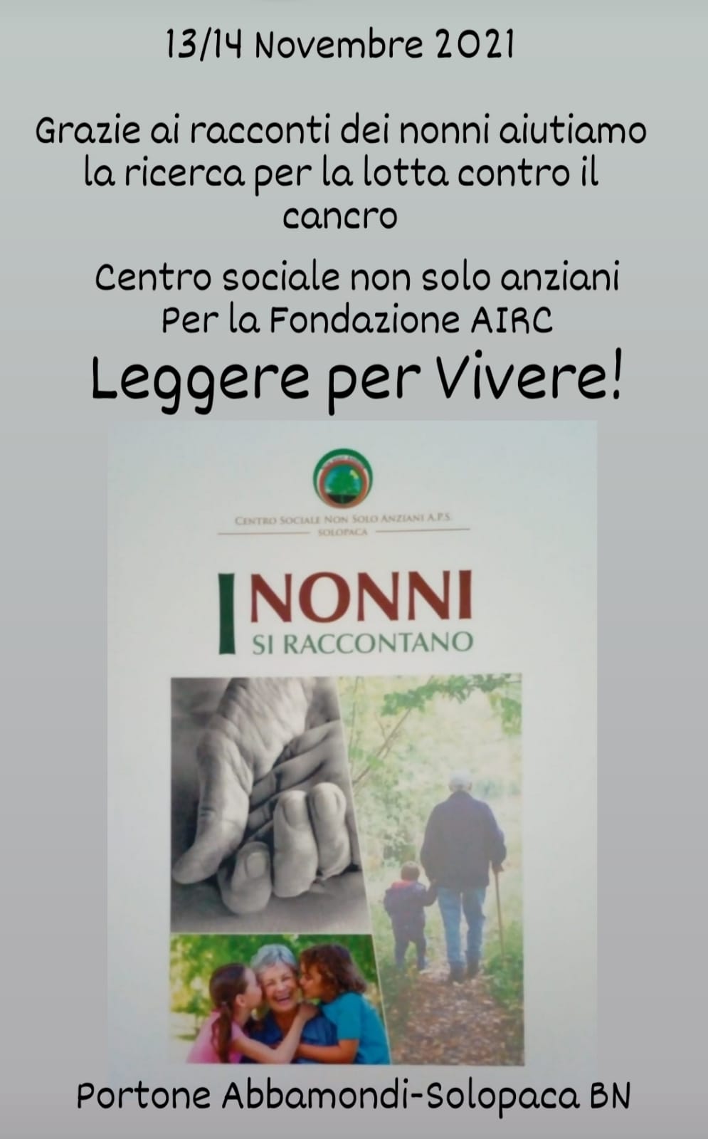 Solopaca, raccolta fondi in sostegno dell’AIRC con il libro “I nonni si raccontano”