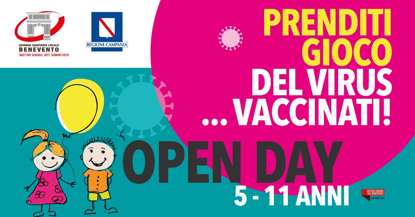 ASL Benevento, prosegue la campagna vaccinale contro il Covid. Open day per i bambini nei distretti sanitari