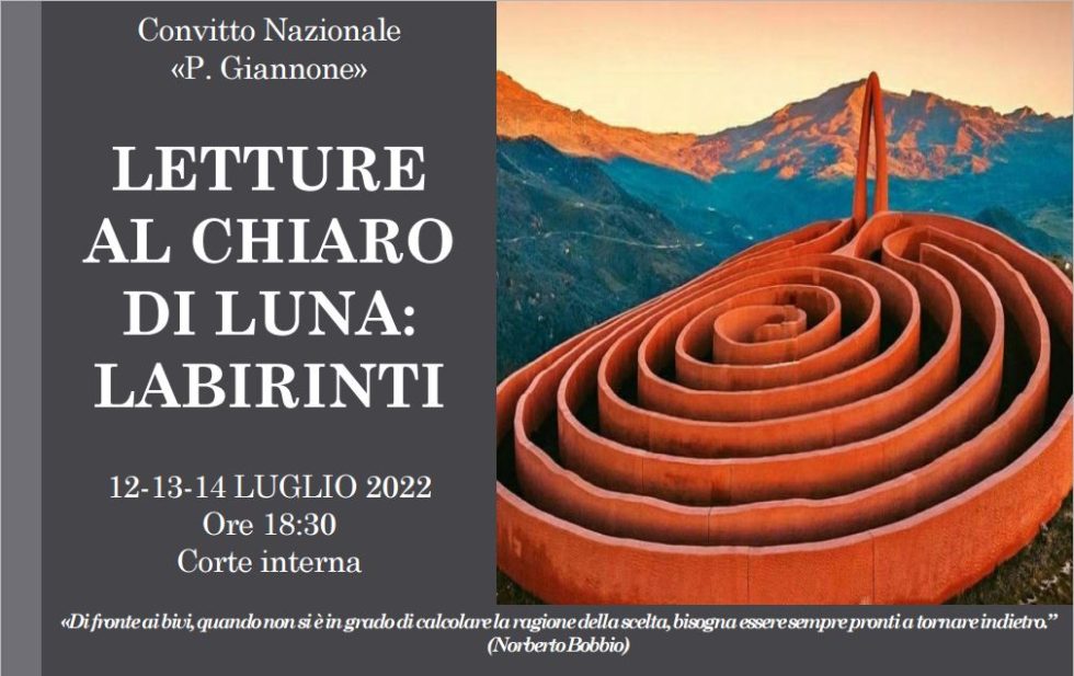 Convitto Nazionale, al via la tre giorni della kermesse “Letture al chiaro di luna: labirinti”