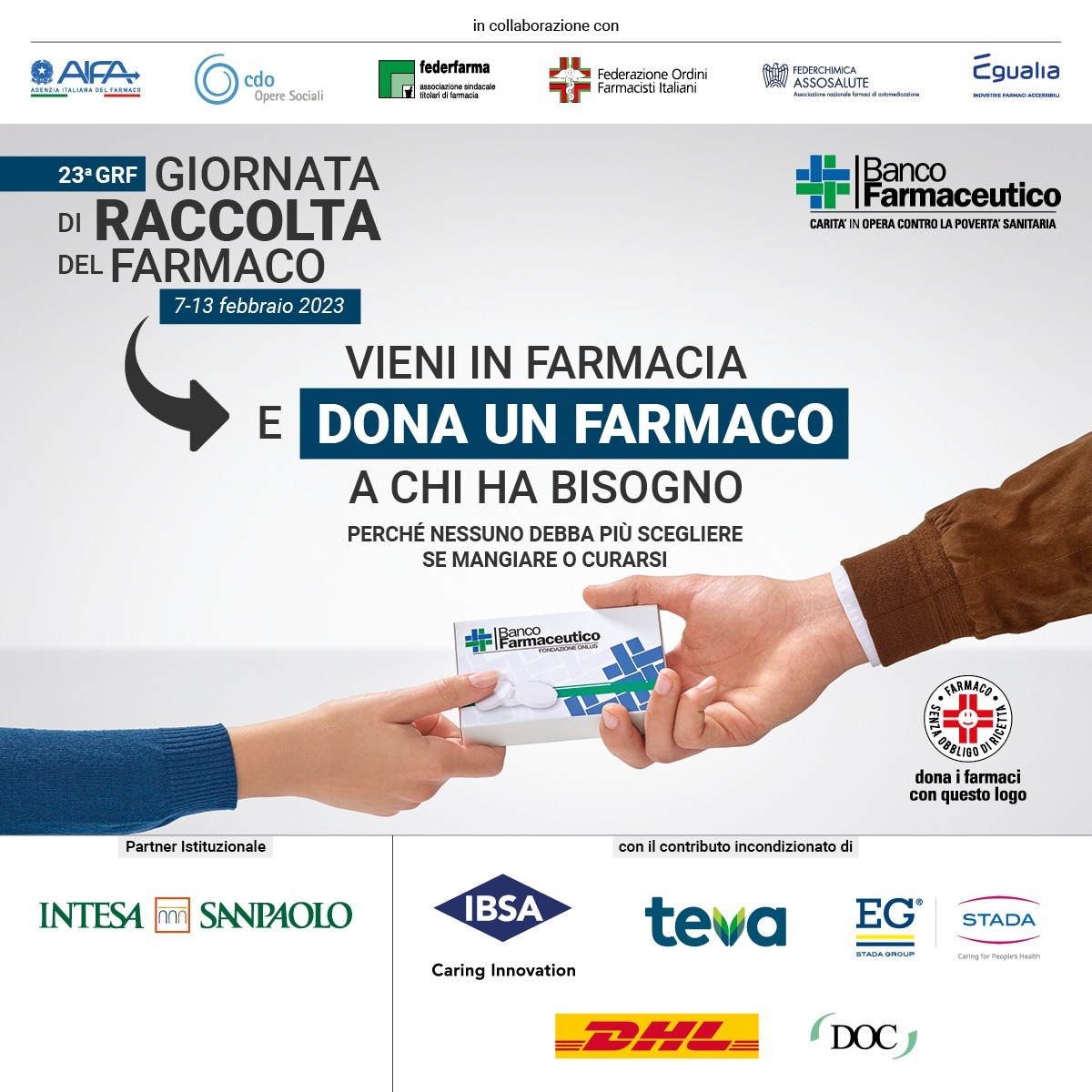 Dal 7 al 13 febbraio la Giornata di Raccolta del Farmaco