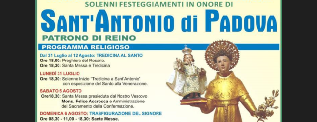 A Reino le festivita’ in onore del patrono Sant’Antonio da Padova