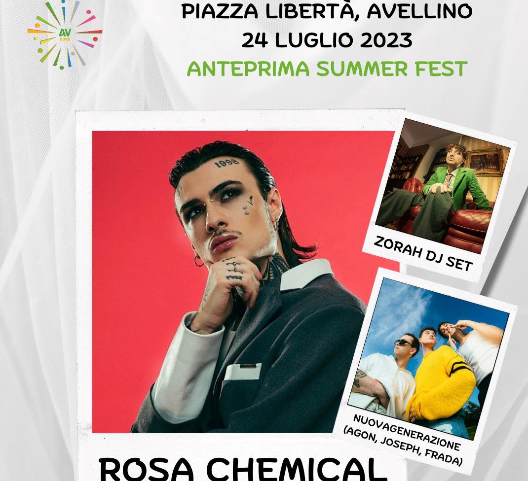 Avellino Summer Fest, si parte il 24 luglio con il concerto di Rosa Chemical