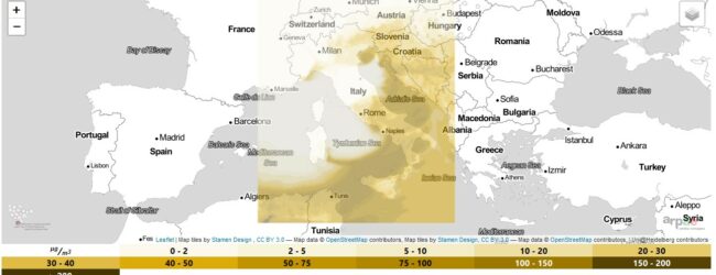 Superamenti diffusi del limite PM10 in Campania per afflusso polveri sahariane