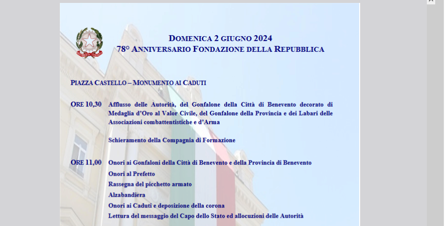 Domenica 2 Giugno appuntamento con la Festa della Repubblica