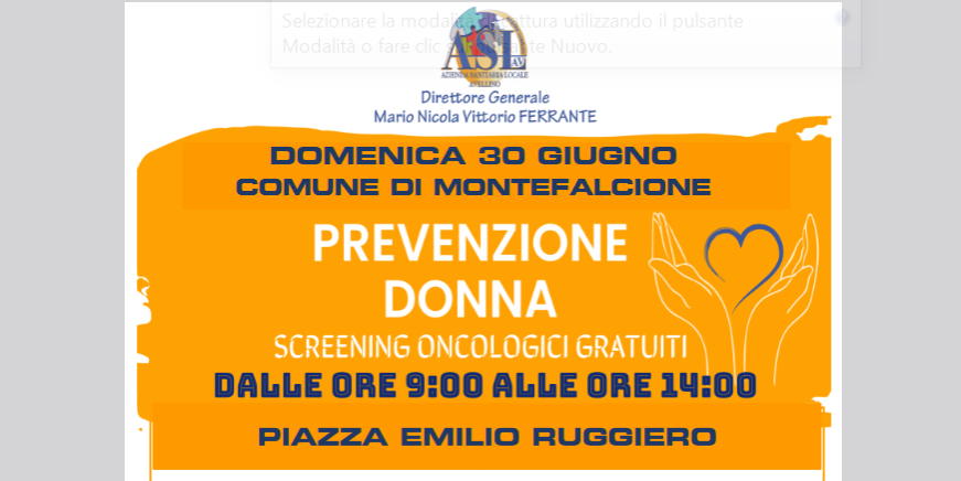 Screening oncologici, i camper dell’Asl sabato 29 giugno a Pietrastornina e domenica 30 giugno a Montefalcione