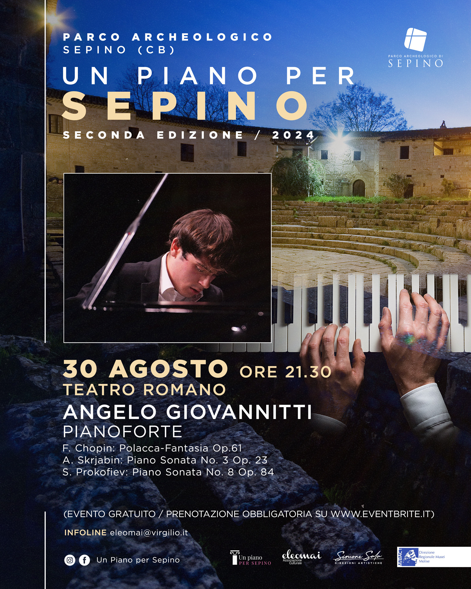 “Un Piano per Sepino”, il 30 agosto protagonista Angelo Giovannitti