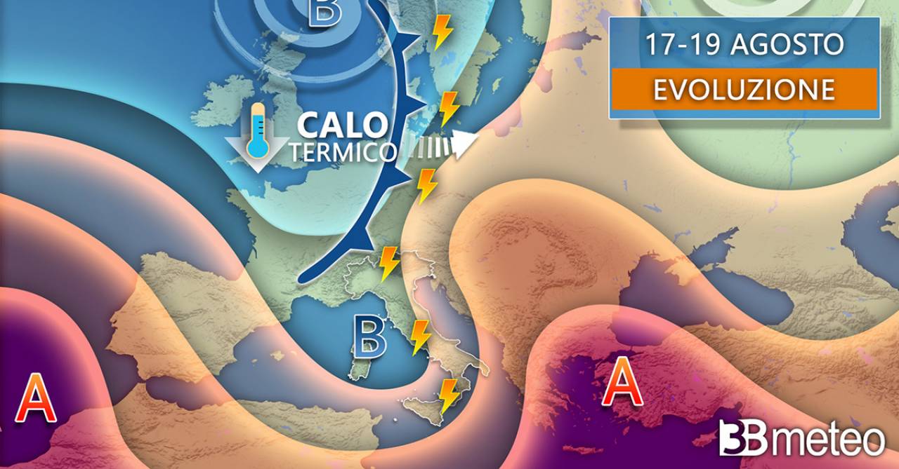 Meteo,stop al grande caldo dal weekend,in arrivo nubifragi e calo termico di oltre 6-8 gradi