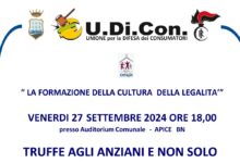 Ad Apice il ciclo di seminari sulla cultura della legalità: primo appuntamento con le truffe agli anziani e non solo