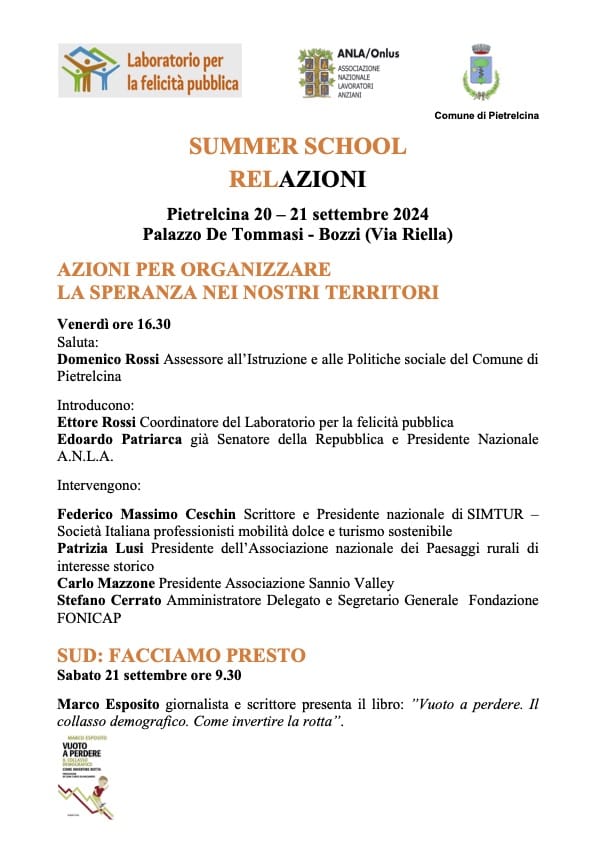 Summer School a Pietrelcina il 20 e il 21 settembre