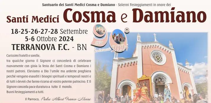 A Terranova di Arpaise in occasione dei Festeggiamenti dei Santi Medici Cosma e Damiano ricorre il 90° del Santuario, ampio il programma religioso e civile