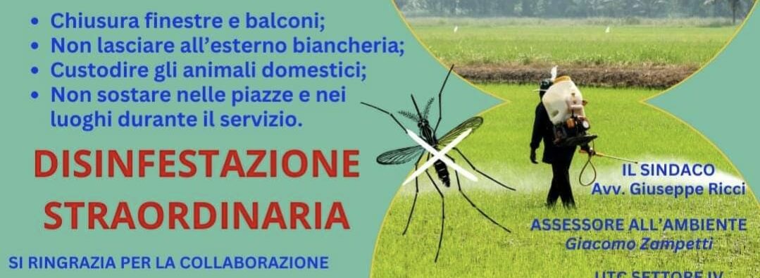 Stasera dalle 23:00 disinfestazione straordinaria antizanzare a San Giorgio del Sannio