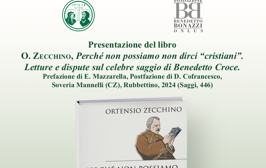 ”Perché non possiamo non dirci “cristiani”, si presenta il libro di Ortensio Zecchino