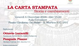 “La carta stampata, storia e cambiamenti”, il dibattito organizzato dall’Ordine dei Giornalisti si terrà a S. Martino Valle Caudina