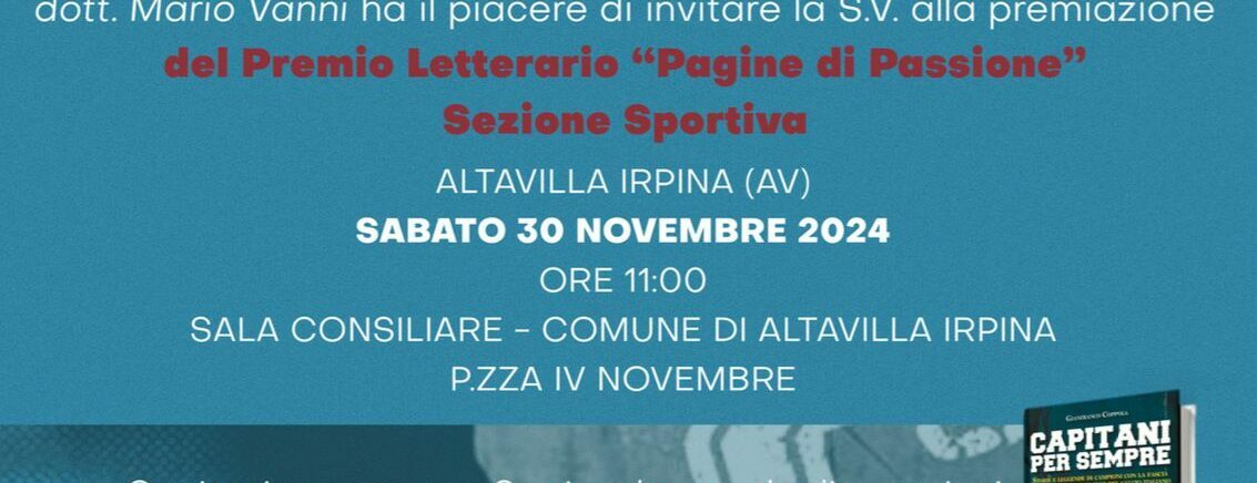 Altavilla Irpina: al via la sezione sportiva del festival “Pagine di Passione”