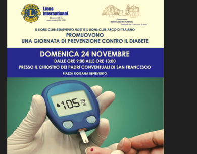 ”I Lions contro il Diabete”, domenica 24 Novembre l’evento in piazza Dogana