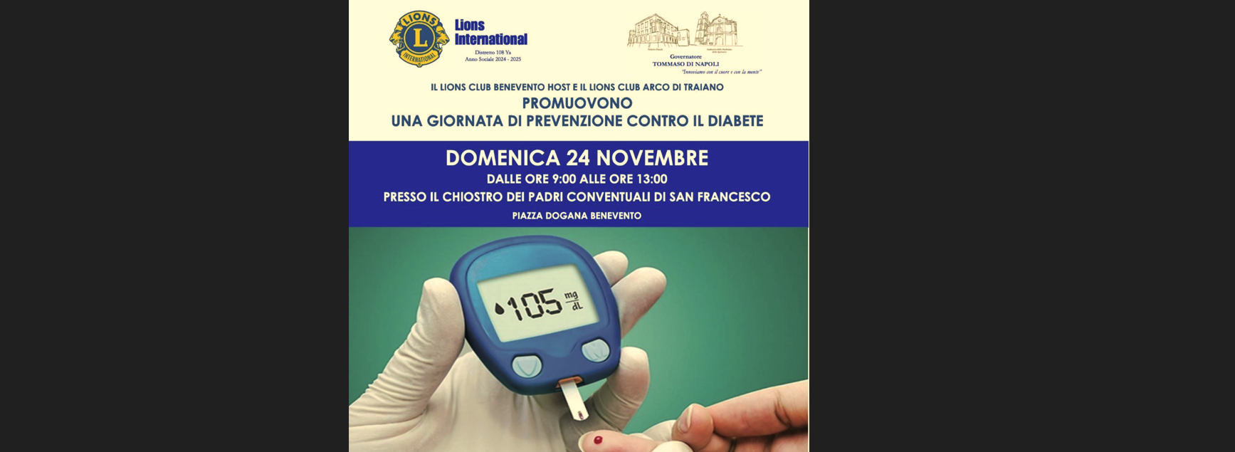 ”I Lions contro il Diabete”, domenica 24 Novembre l’evento in piazza Dogana