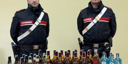 Montella: sequestrate 36 bottiglie di alcool: i Carabinieri denunciano due persone