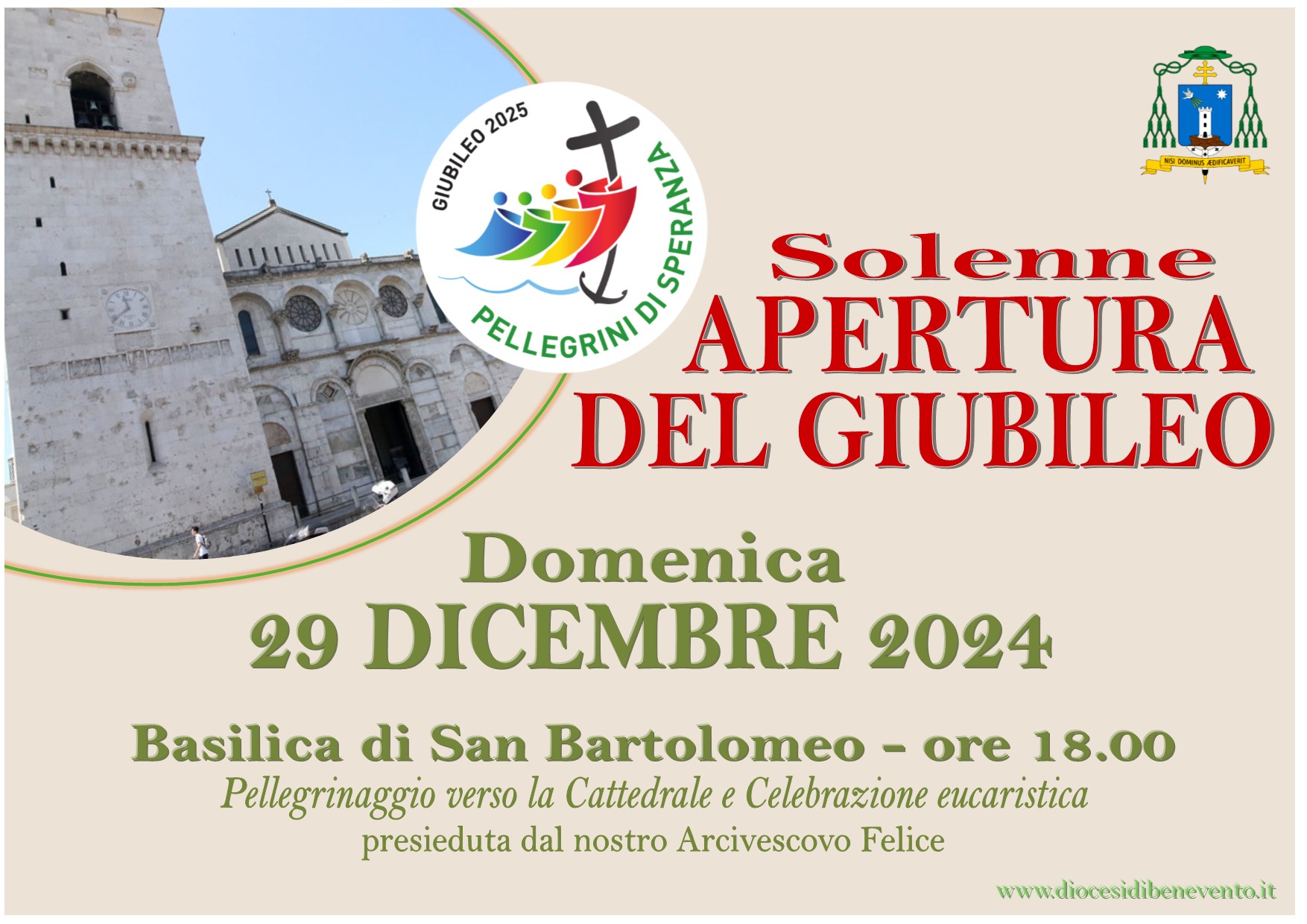 Arcidiocesi di Benevento,il Giubileo si aprirà ufficialmente domenica 29 dicembre 2024