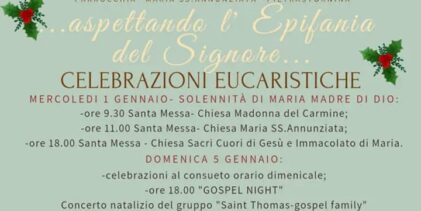 Aspettando l’Epifania del Signore la Parrocchia Maria Santissima Annunziata di Pietrastornina ha programmato le Celebrazioni Eucaristiche