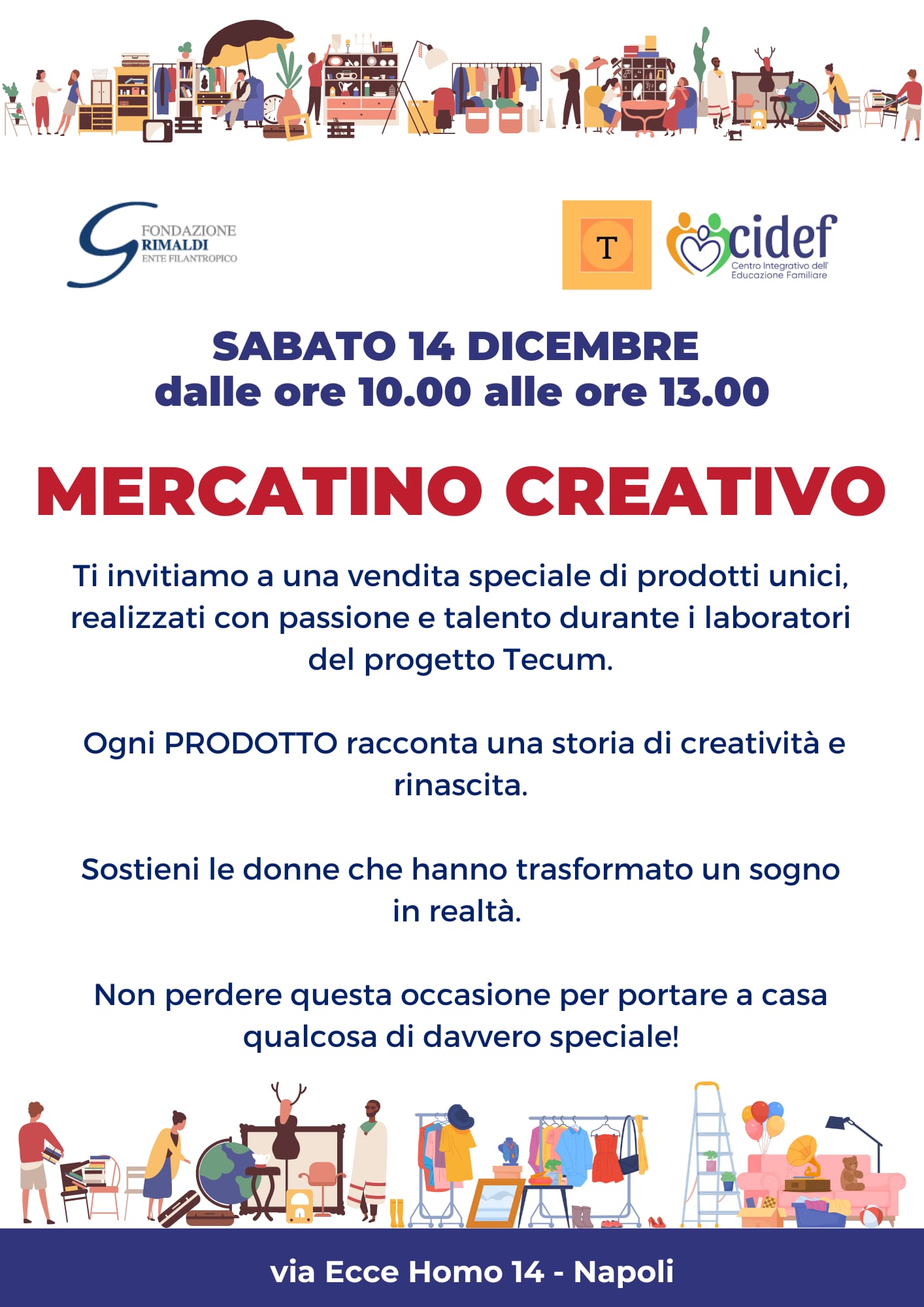 Mercatino Creativo, sabato di solidarietà a Napoli