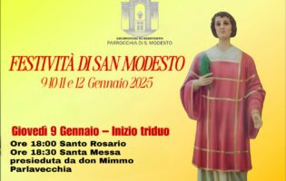 Festeggiamenti in onore di San Modesto: Triduo di Preghiera e celebrazioni dal 9 al 12 Gennaio