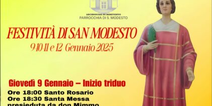 Festeggiamenti in onore di San Modesto: Triduo di Preghiera e celebrazioni dal 9 al 12 Gennaio