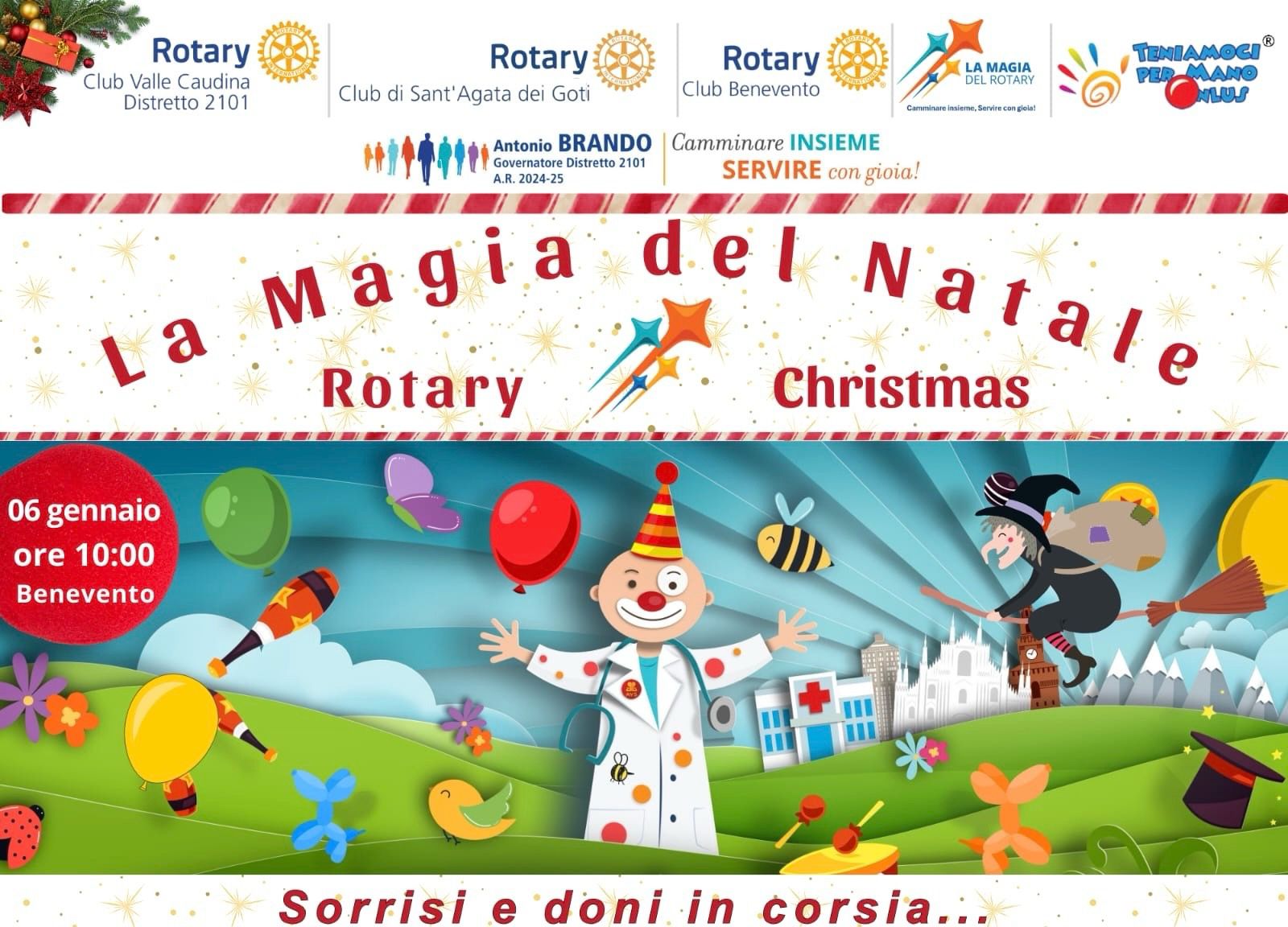 La Befana del Rotary Club di Benevento porta sorrisi e doni ai piccoli pazienti degli ospedali San Pio e Fatebenefratelli