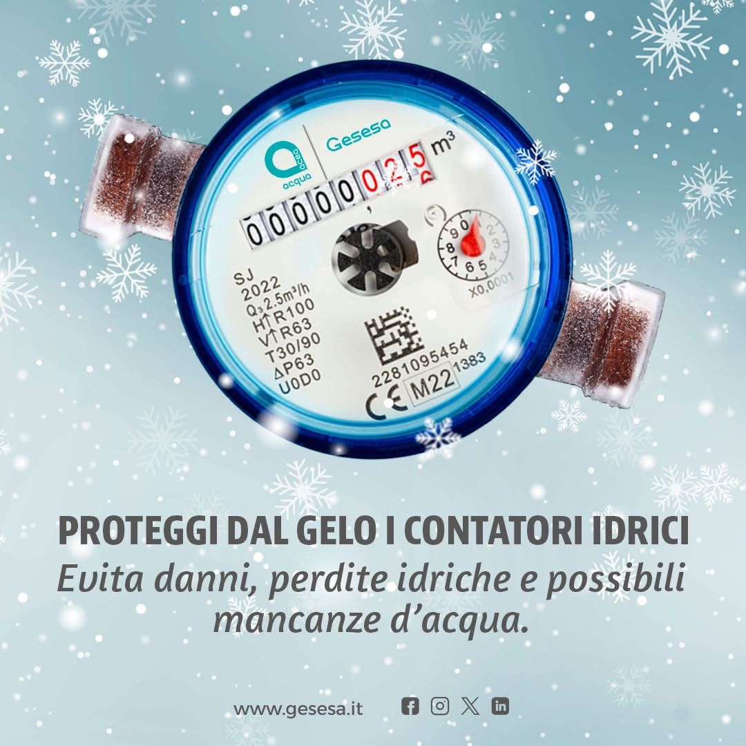 GESESA invita gli utenti a proteggere i contatori dal gelo in previsione del calo delle temperature previsto nel week end e nelle prossime settimane