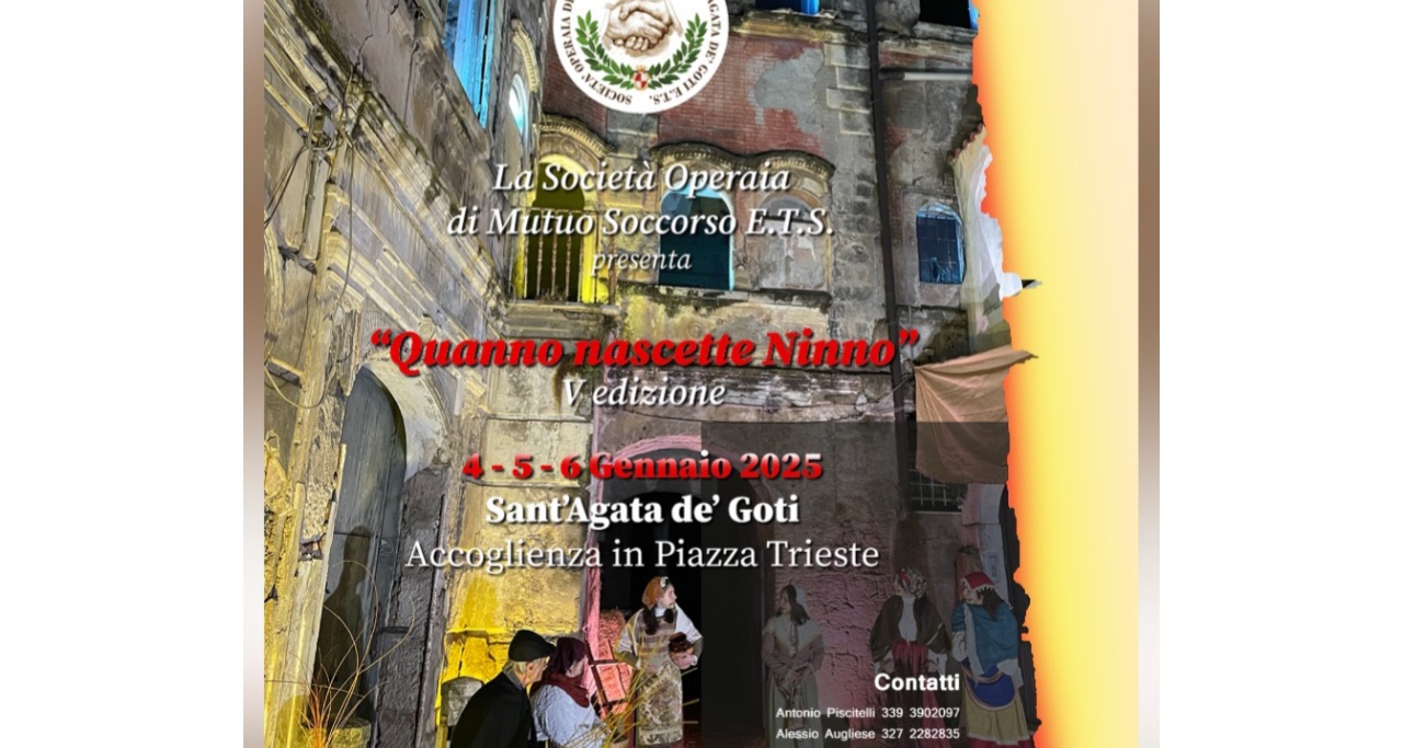 Sant’Agata de’ Goti,da domani la 5°edizione del Presepe Alfonsiano